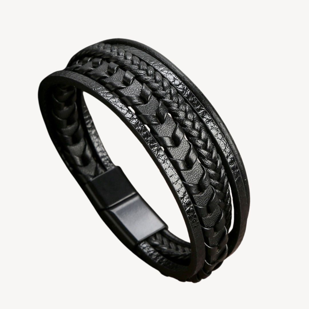 Almare | Pulsera Hombre Cuero Trenzado Múltiple