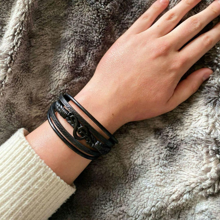 Almare | Pulsera Hombre Cuero Clave Sol Música