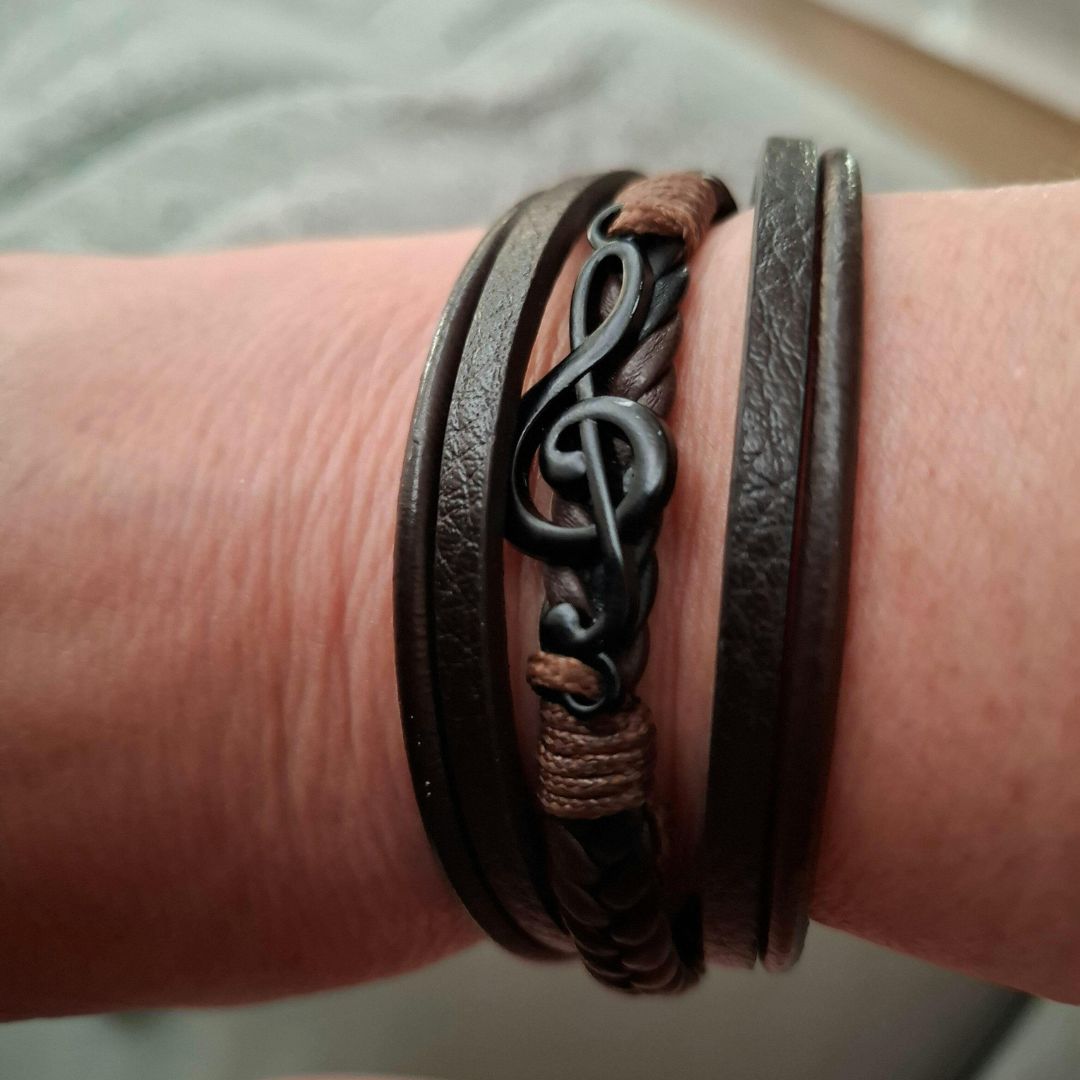Almare | Pulsera Hombre Cuero Clave Sol Música