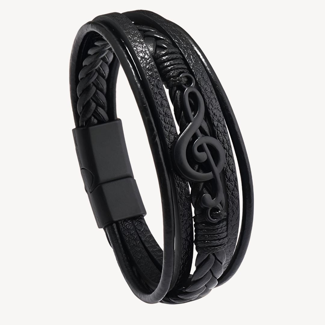 Almare | Pulsera Hombre Cuero Clave Sol Música