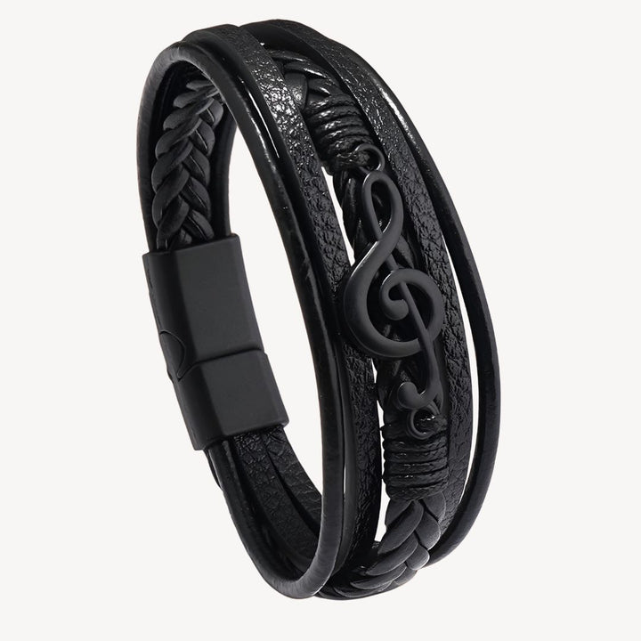 Almare | Pulsera Hombre Cuero Clave Sol Música