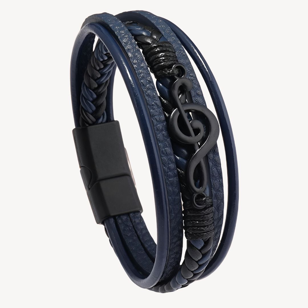 Almare | Pulsera Hombre Cuero Clave Sol Música