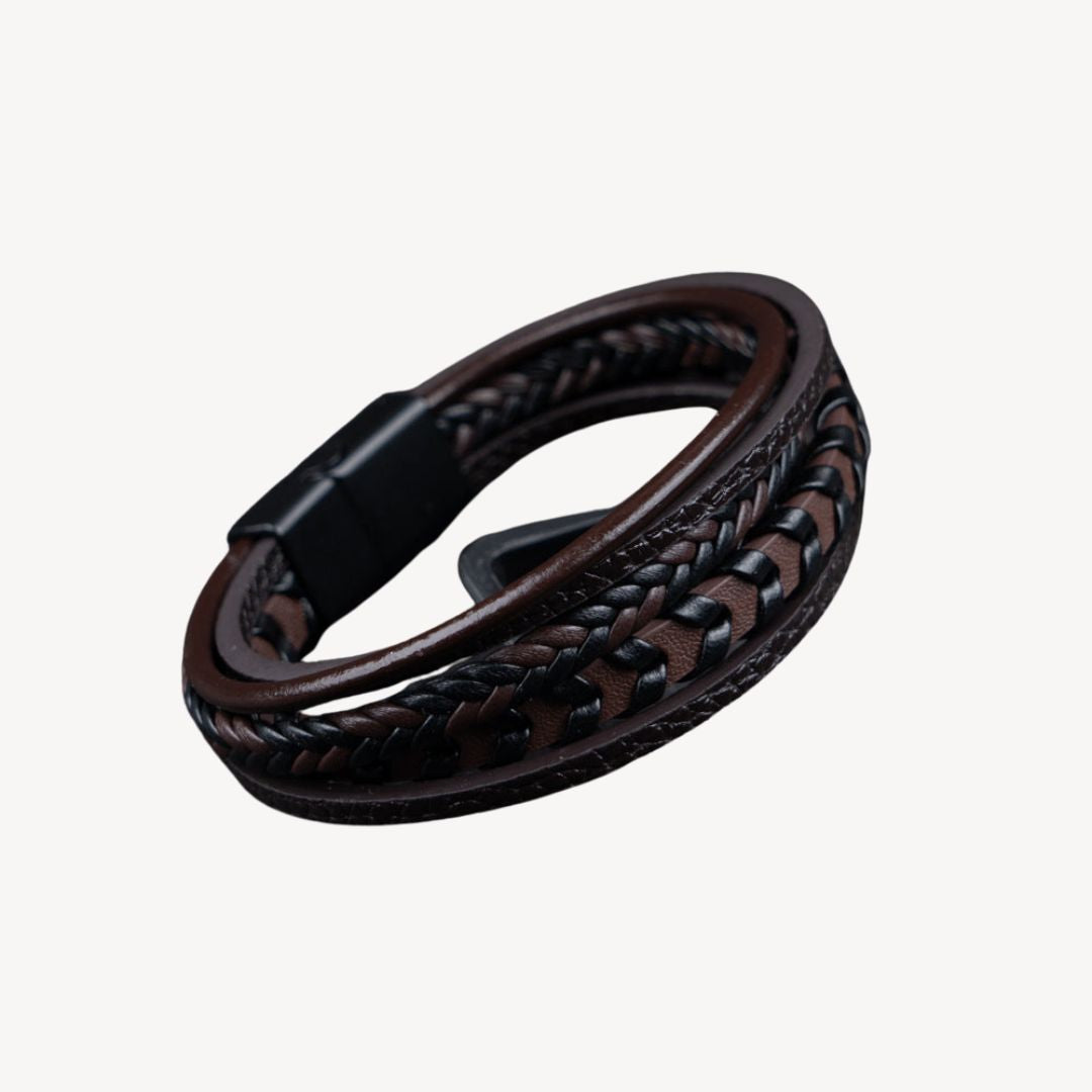 Almare | Pulsera Hombre Cuero Trenzado Múltiple