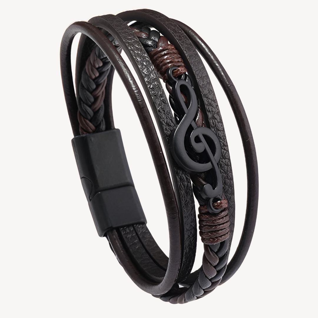 Almare | Pulsera Hombre Cuero Clave Sol Música